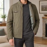 Dorian Stand Collar Jacket - Olive Green