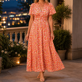 Xenia-Mae Floral Maxi Dress - Orange