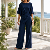 Katia-Sage Draped Set - Navy Blue