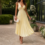 Emilia-Jade Pleated Midi Dress - Yellow