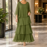 Theodora-Eve Layered Maxi Dress - Dark Green