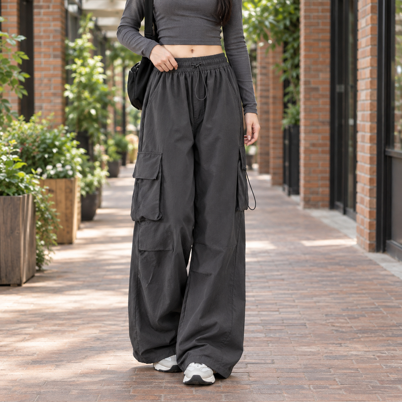 Pippa-Grace Wide Leg Pants - Dark Gray