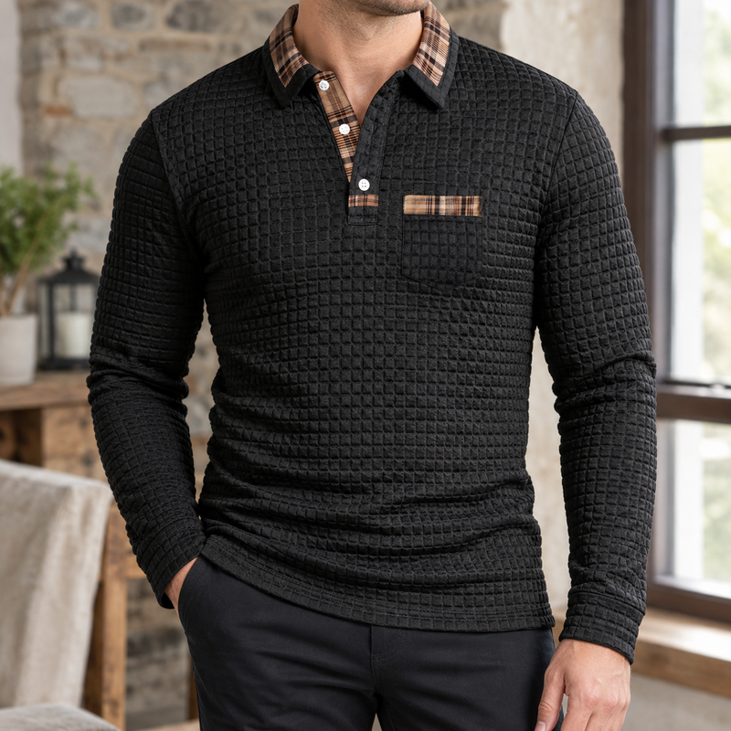Dorian Textured Polo - Black