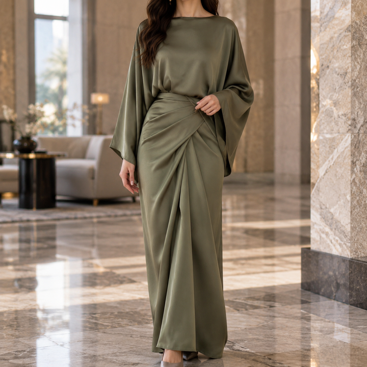 Cecily-Pearl Draped Maxi Dress