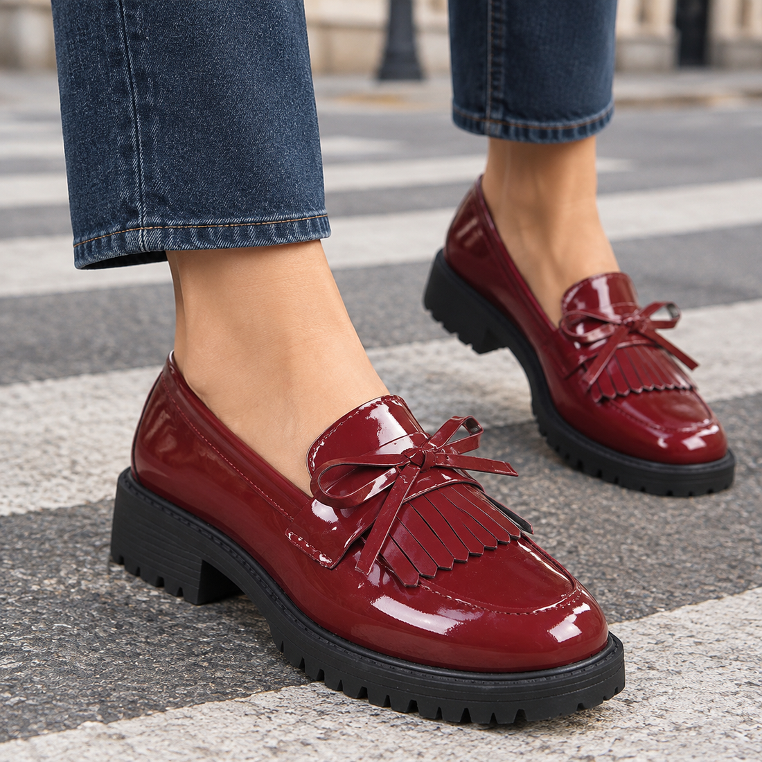 Gonzaga Patent Loafers - Red