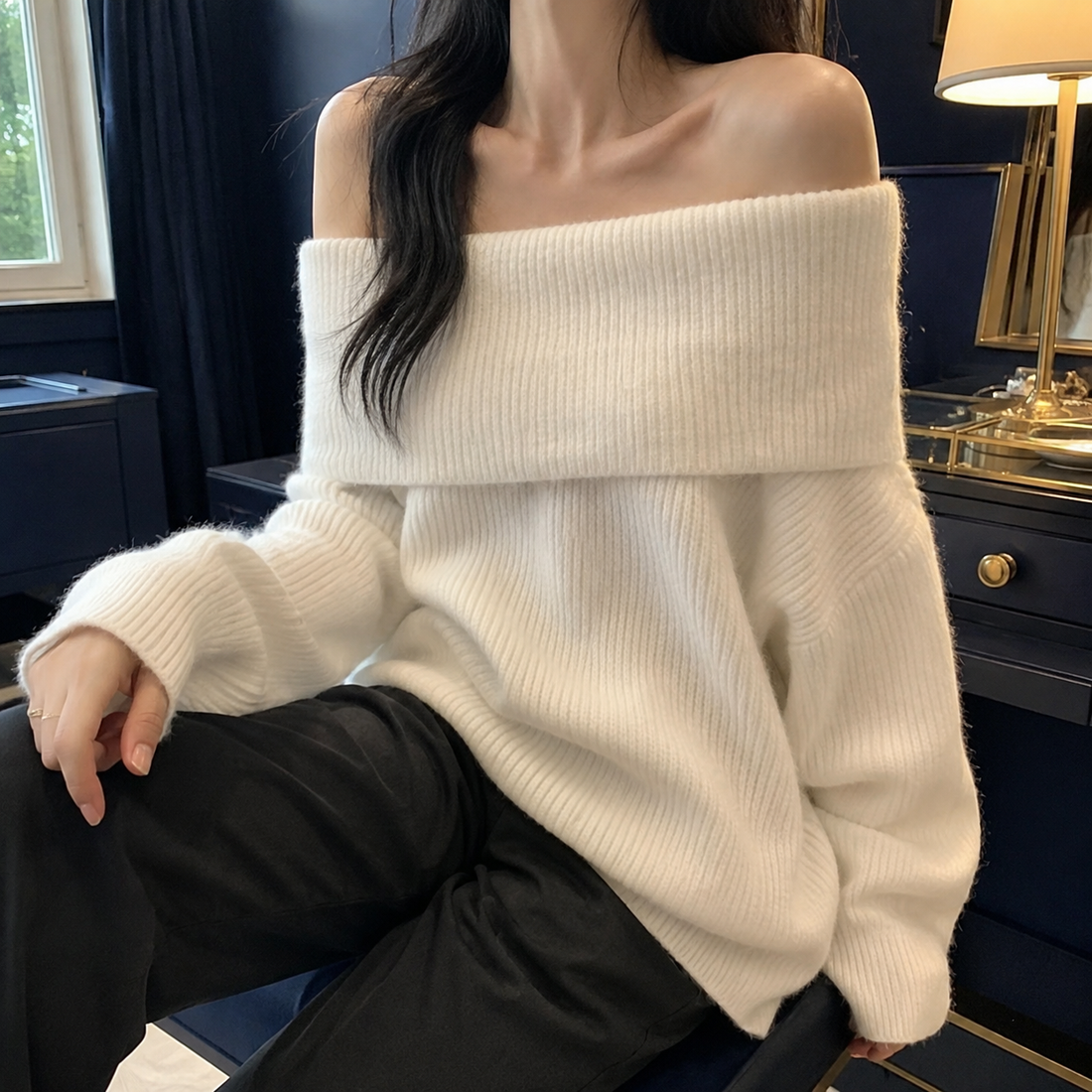 Aubrey Off-Shoulder Sweater - White