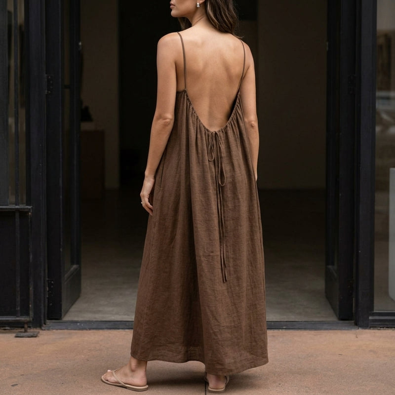 Willa Backless Maxi Dress - Marron