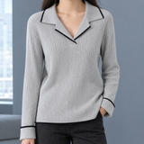 Joelle Contrast Collar Sweater - Gray
