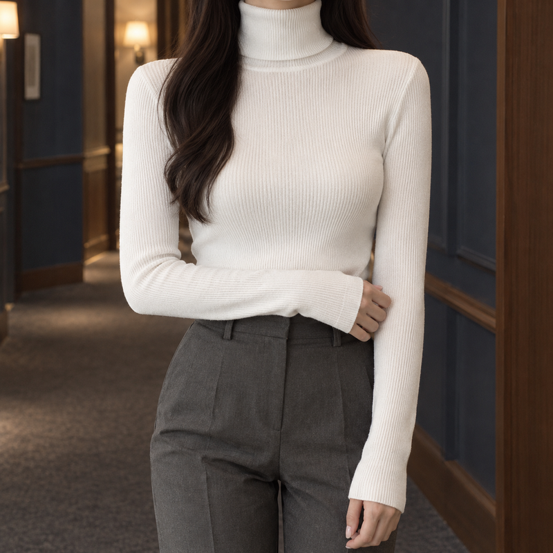Perpetua-Pearl Ribbed Sweater - White