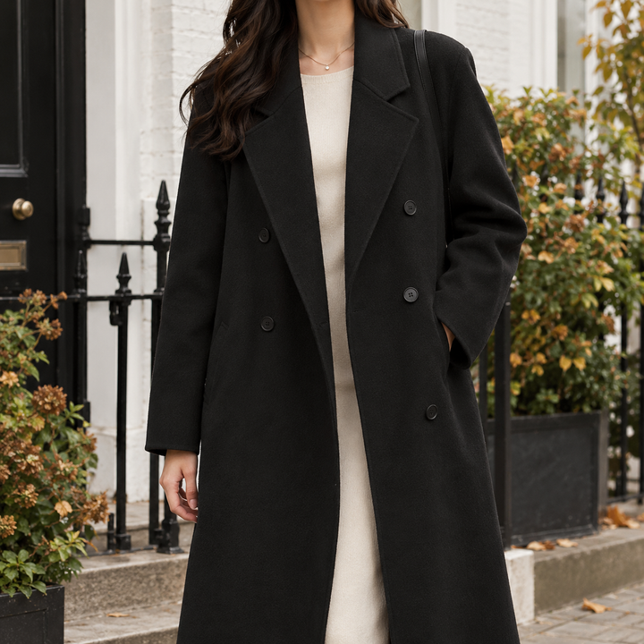 Capucine-Pearl Double-Breasted Coat