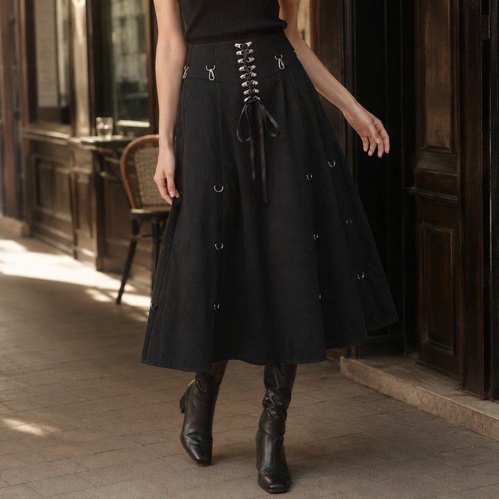 Clarisse Lace-Up Midi Skirt
