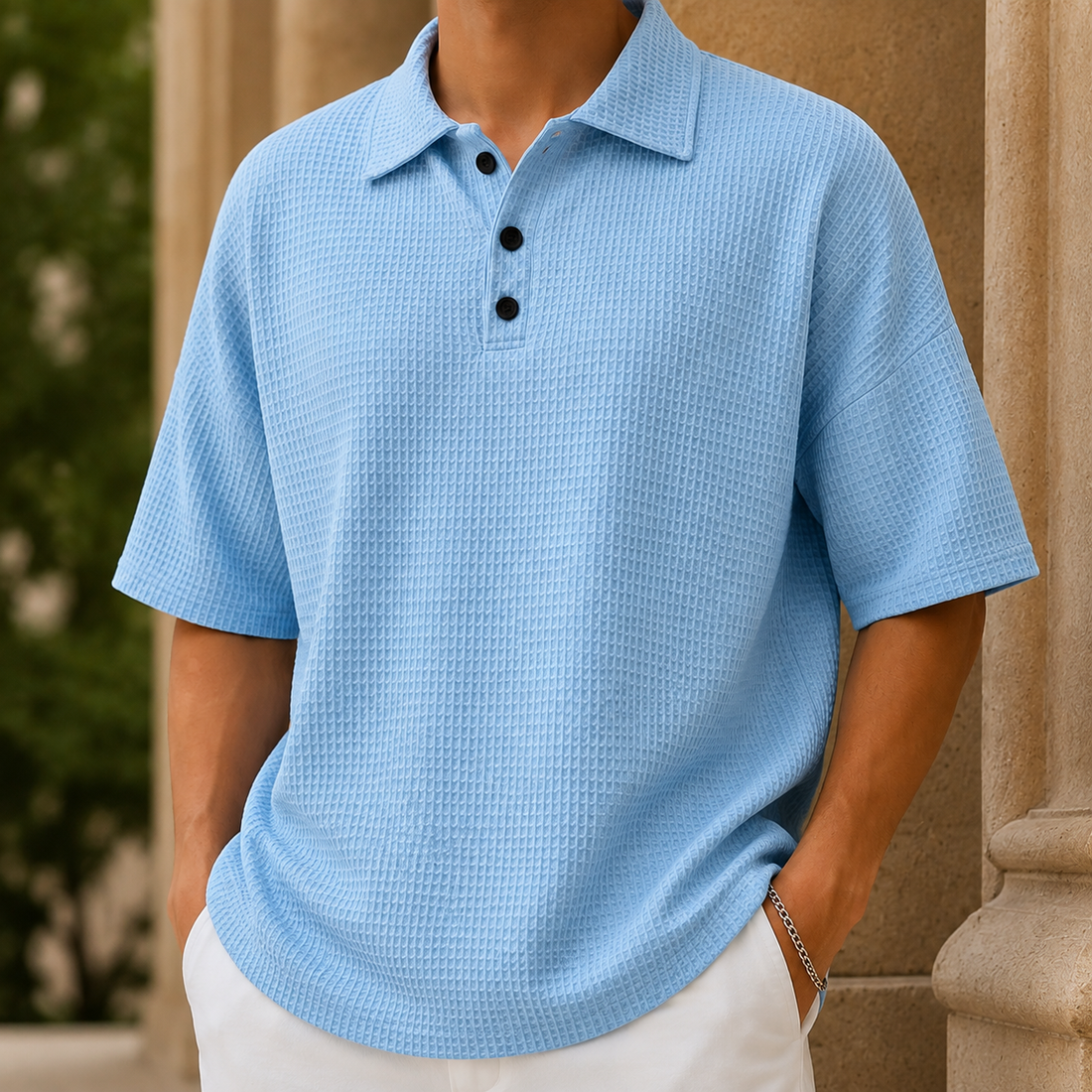 Samson Waffle Polo - Blue