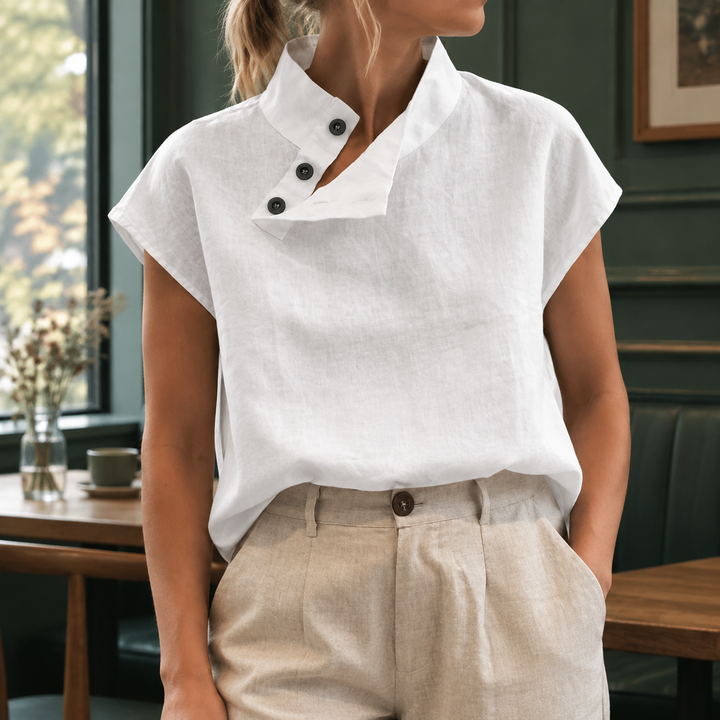 Florence-Jade Stand Collar Top