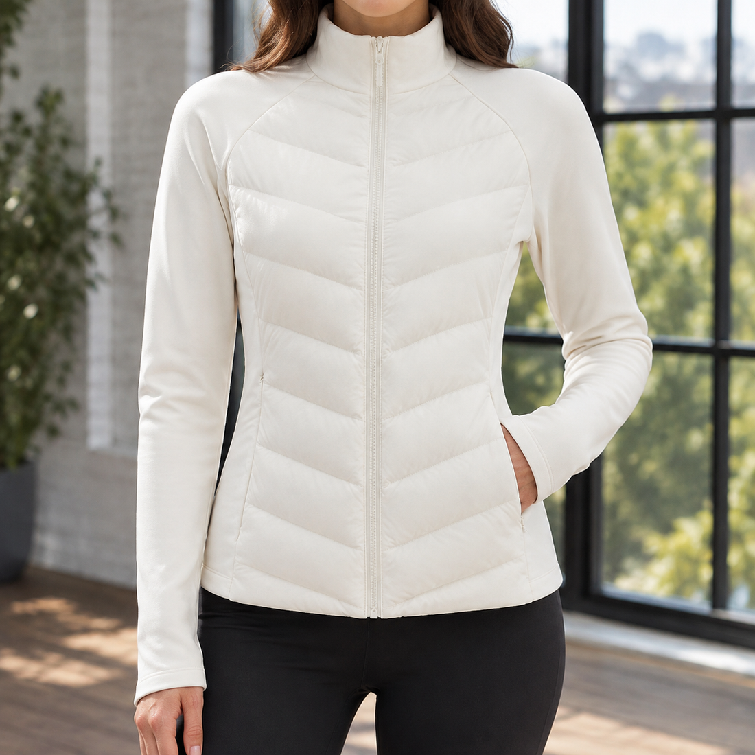 Ilaria-Louise Quilted Jacket - Apricot White