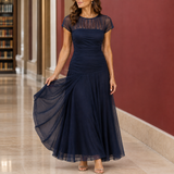 Pippa-June Ruched Maxi Dress - Navy Blue