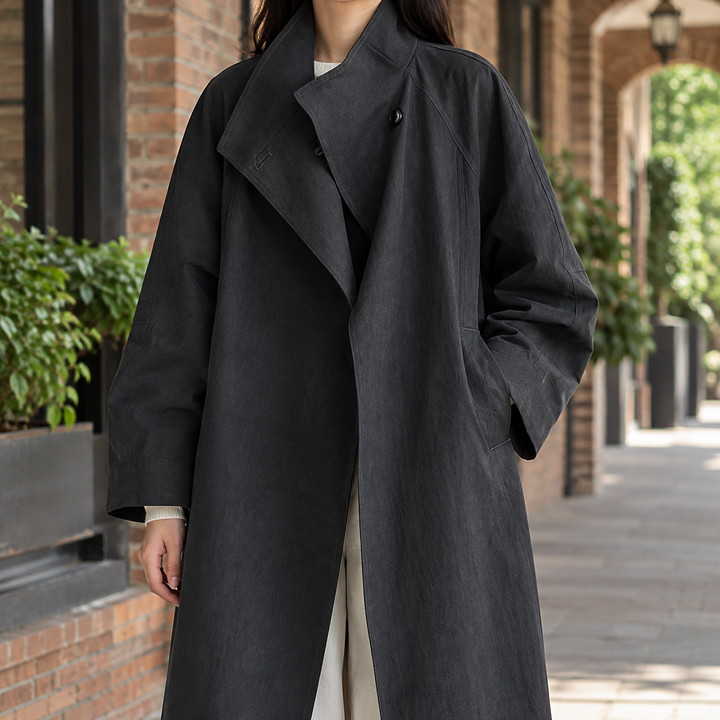 Ariadne-Claire Stand Collar Overcoat