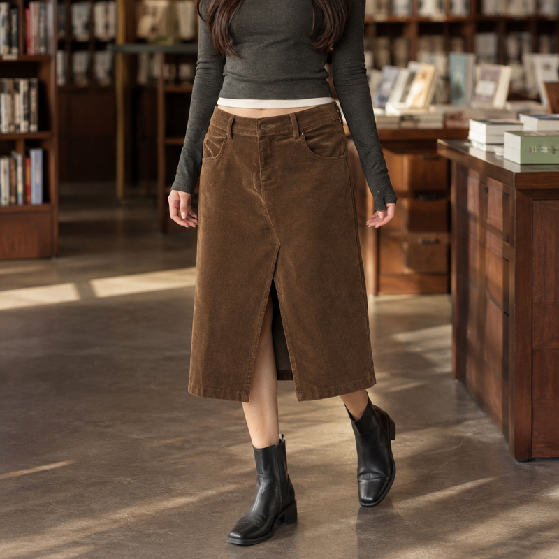 Hildegarde Flared Skirt - Brown Color