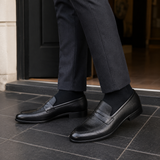 Calvino-Napoli Leather Loafers - Black