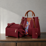 Arcuri Geo Handbag Set - Wine Red