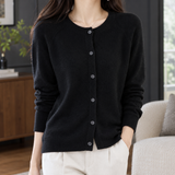 Michelle Round Neck Cardigan - Black