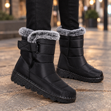 Mantova-Lucca Plush Collar Boots - Black Fur Collar