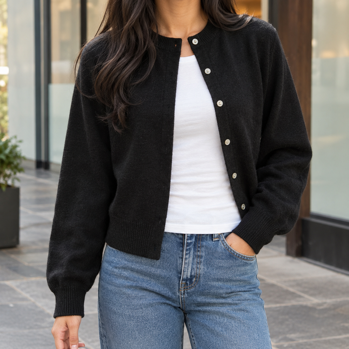 Pomeline-Eve Round Neck Cardigan