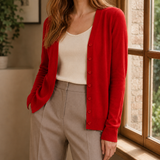 Maxine-June V-Neck Sweater - Red
