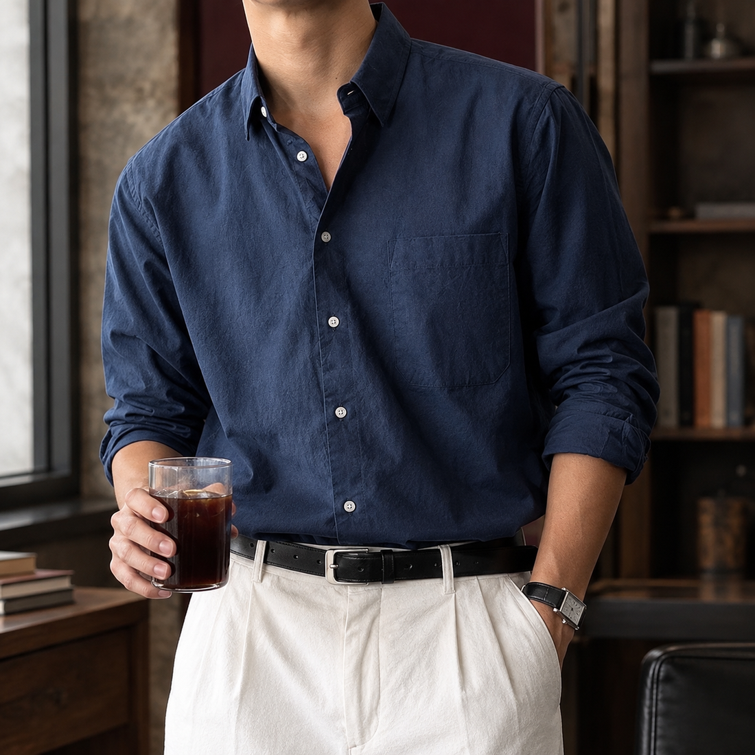 Blake Relaxed Shirt - Navy Blue