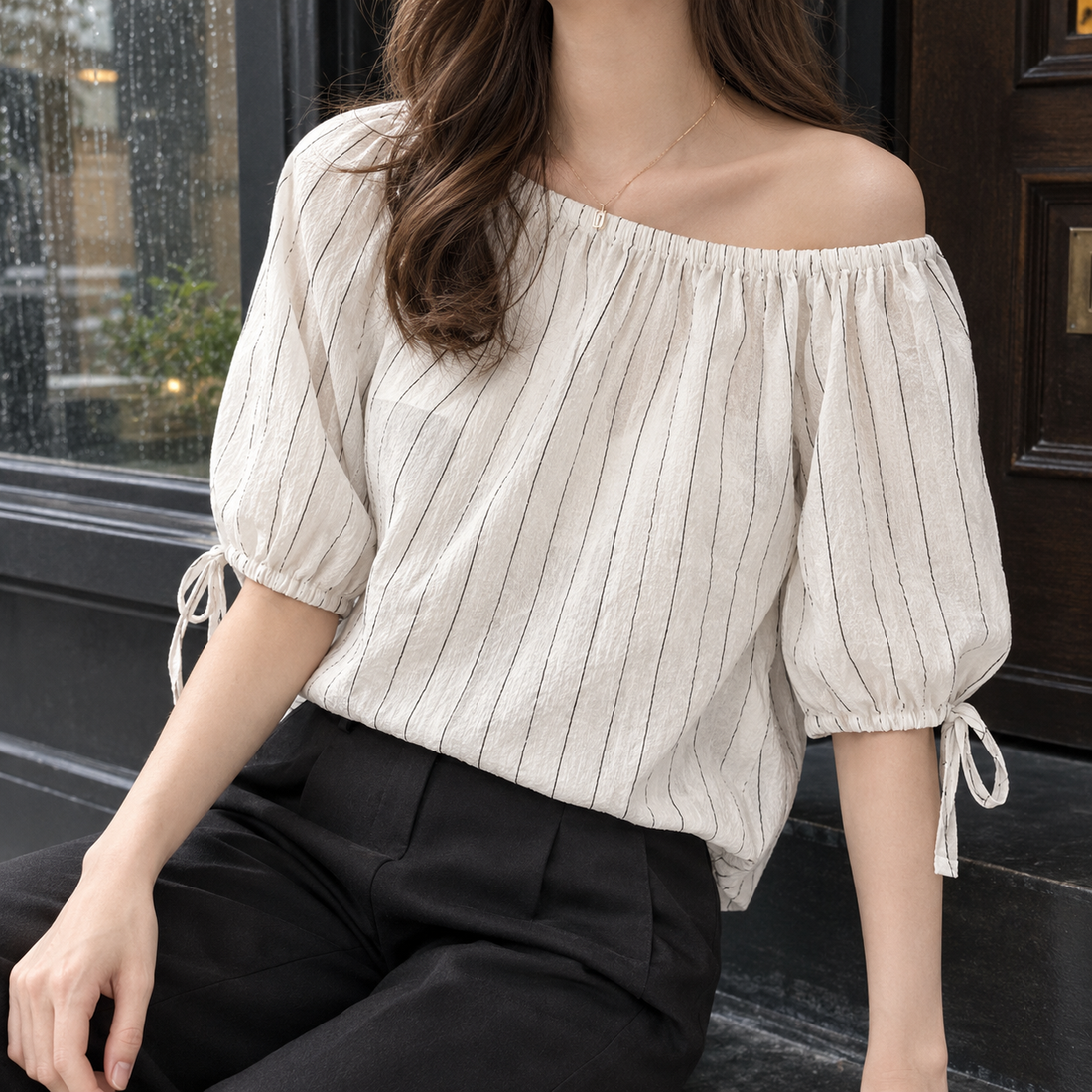 Katherine Gathered Neck Top - White