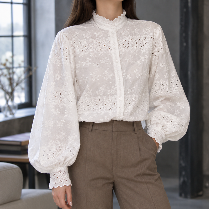 Ambrosine-Rose Embroidered Blouse
