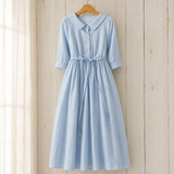 Simone-Grace Tie Waist Dress - Blue