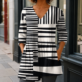 Ada-Rose V-Neck Blouse - Black White