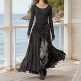 Selene-Jade Asymmetric Maxi Dress - Charcoal Leopard