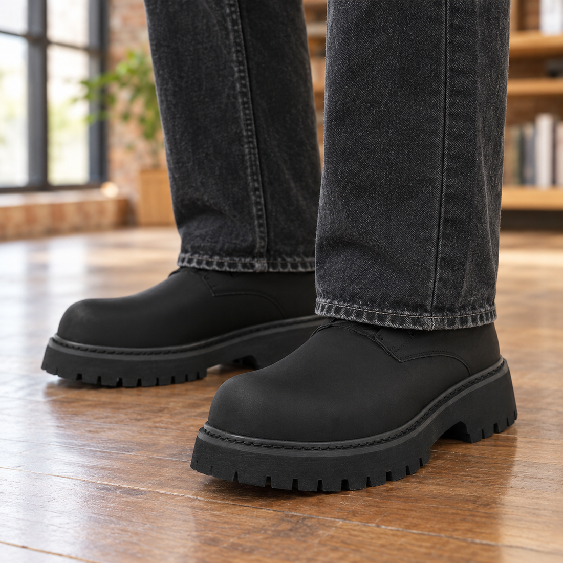 Monreale Chunky Derby Shoes - Black