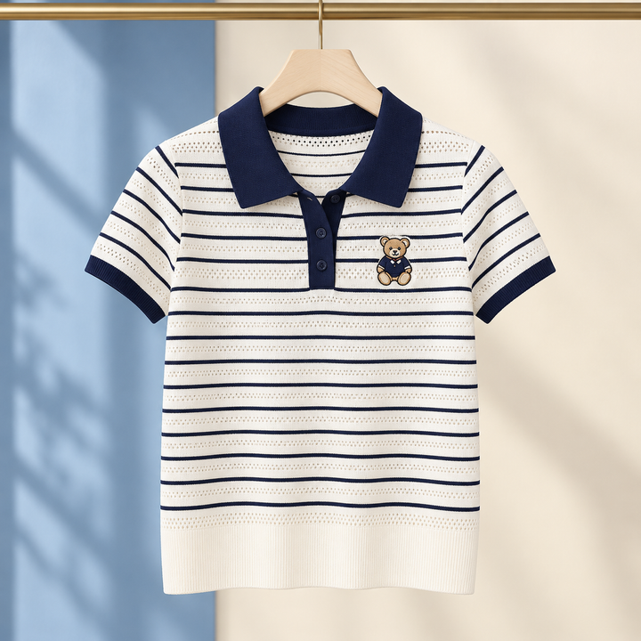 Bronwen-Grace Striped Polo Top