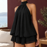 Bernadette-Grace Halter Playsuit - Black