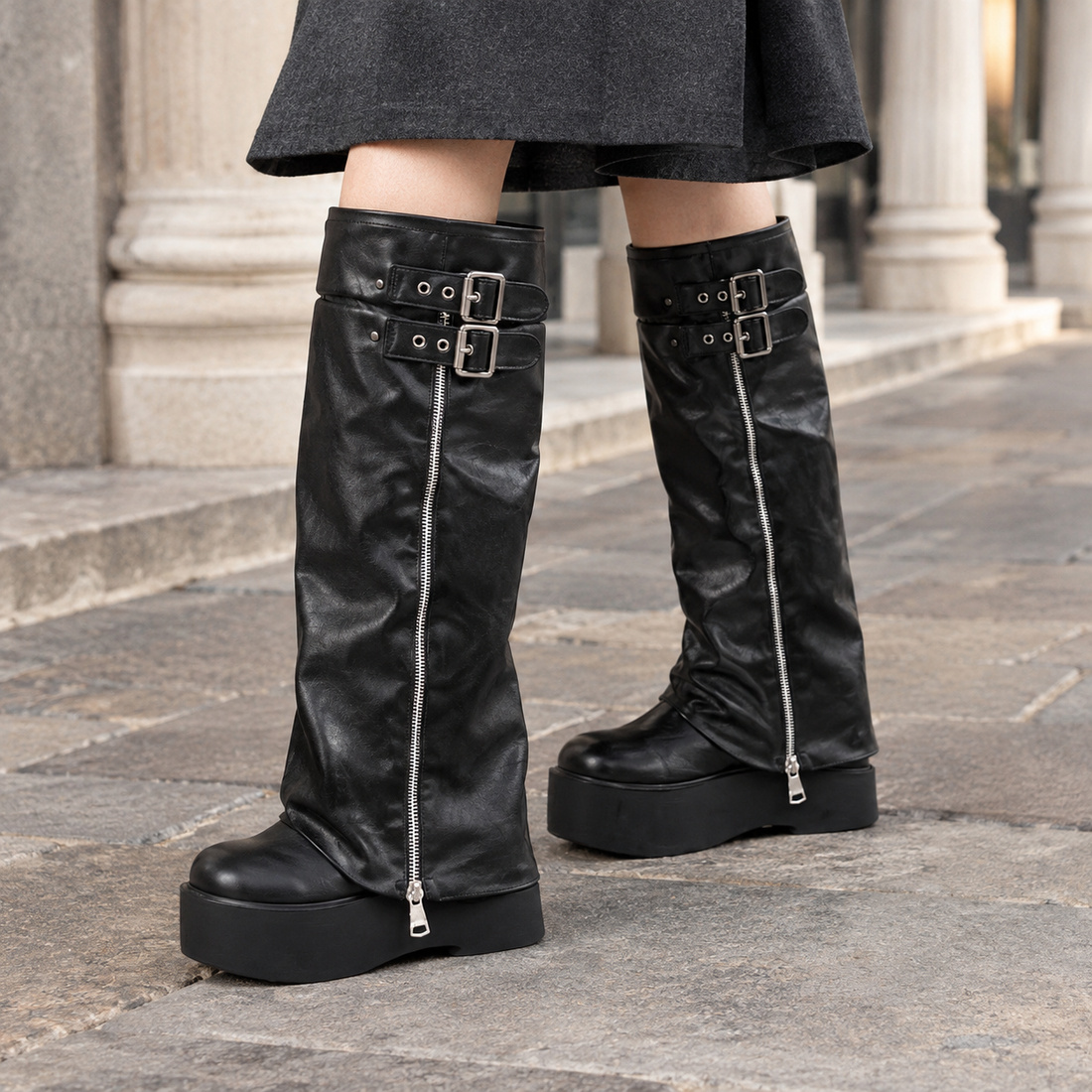 Lodovici Platform Boots - Black-high Tube