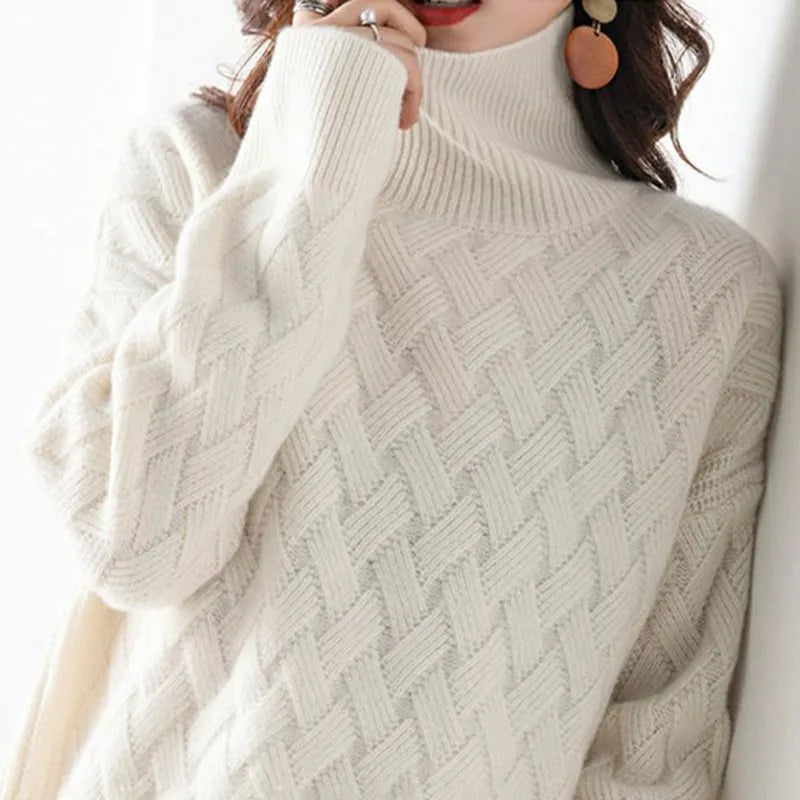 Valentina Diamond Turtleneck - Cream
