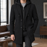 Vaughn Hooded Wool Coat - Black