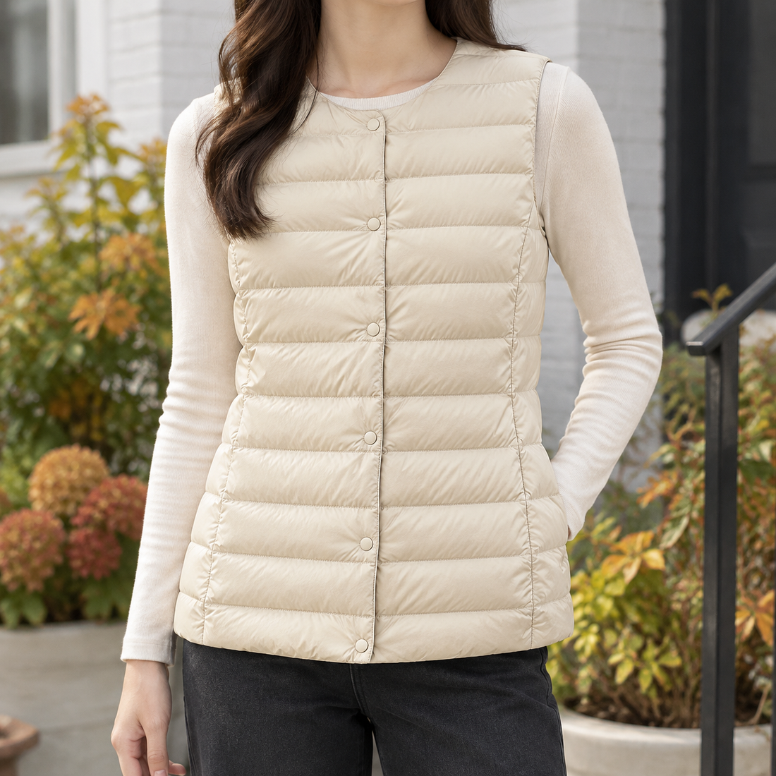 Isabeau-Pearl Cashmere Vest - Beige