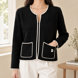 Wendy Contrast Trim Cardigan - Black