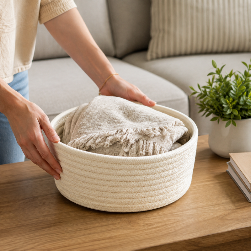 Knox Cotton Rope Basket - Styled Room Scene