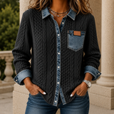 Oriana Denim Trim Shirt - Dark Blue