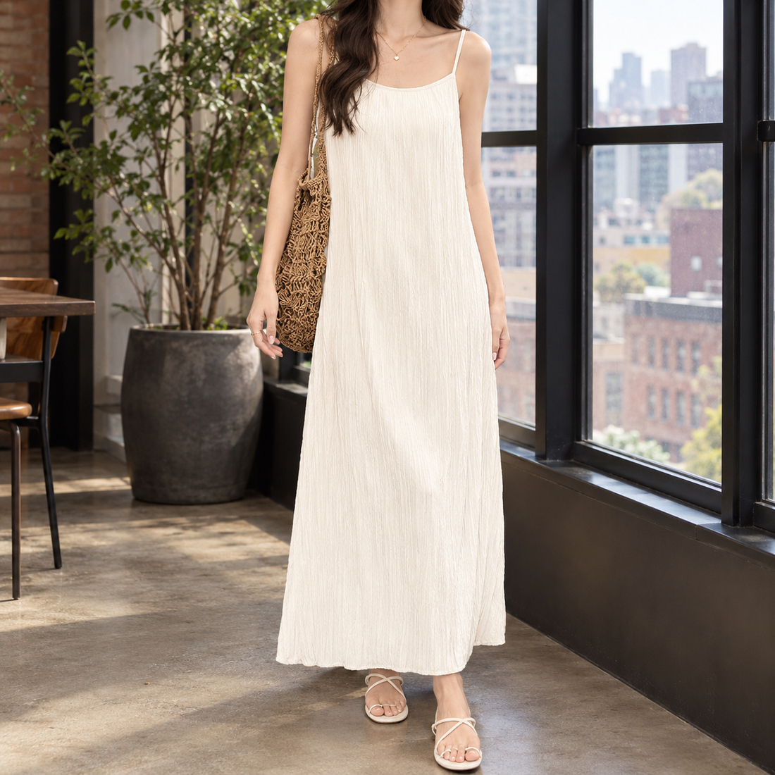 Bronwen Pleated Maxi Dress - White