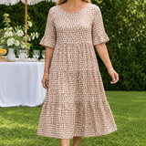 Hazel Tiered Midi Dress - Brown