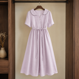 Adele-Jade Belted Midi Dress - Light Purple