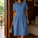 Valeria-June A-Line Dress - Blue