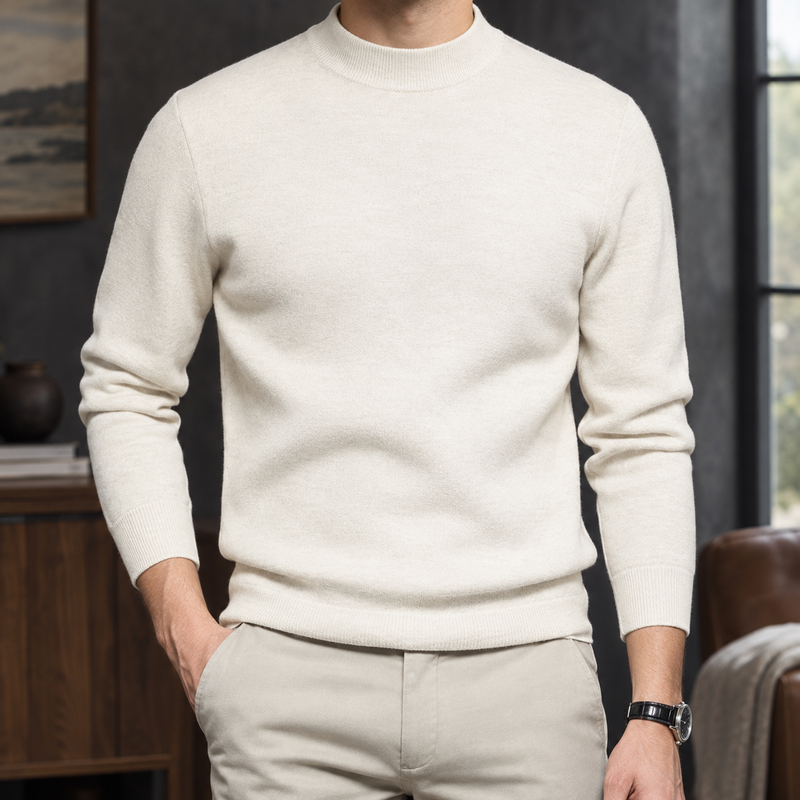 Caleb Mock Neck Sweater - Cream