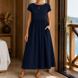 Elena-Louise Gathered Midi Dress - Navy