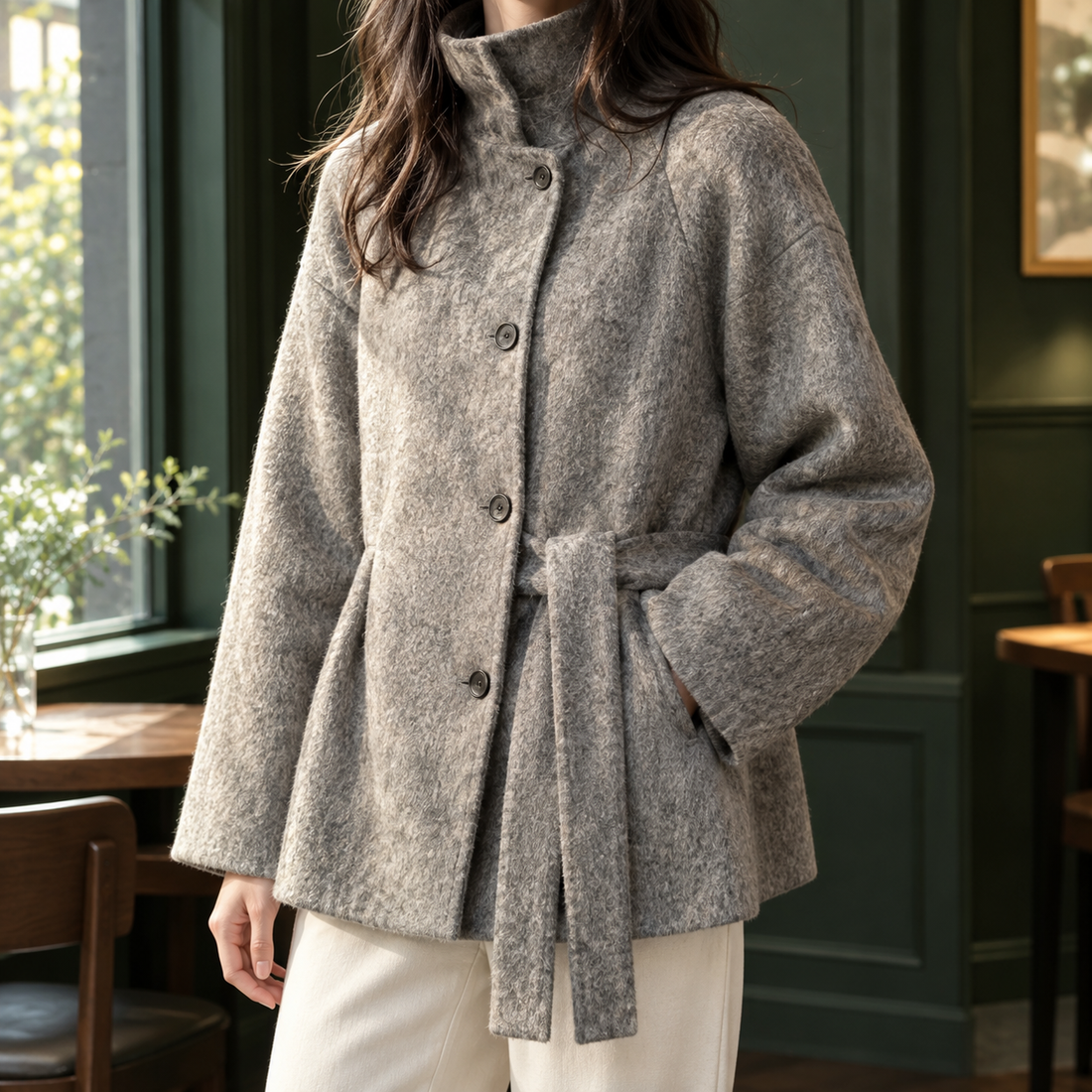 Thalia-Belle Cashmere Jacket - Light Gray